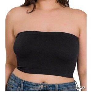 NWOT Zenana Black Plus Seamless 8 Inch Bandeau Bra One Size